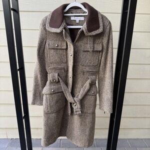Laundry By Shelli Segal Tan Belted Wool Coat